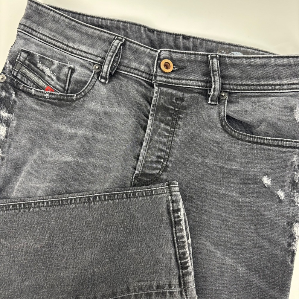 Diesel Sleenker Jeans Mens W27 L32 Black Made Italy Ripped Slim Skinny 084Y